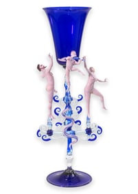 Lucio Bubacco Adam & Eve 1997 Signed Lampworked & Handblown Glass Goblet Murano
