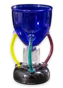 Ettore Sottsass for Memphis Milano Denab, 1982 Signed Glass Sculpture Postmodern Design