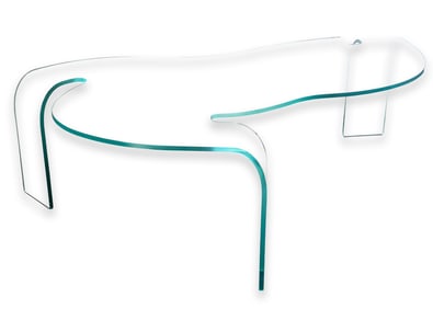Fiam Italia Curved Freeform Glass Coffee Table c. 1970s Postmodern Design Italy