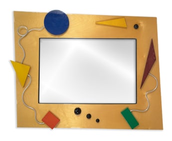 Memphis Wall Mounted Mirror (40"h x 50"w) Postmodern Geometric Rhombus c. 1980s