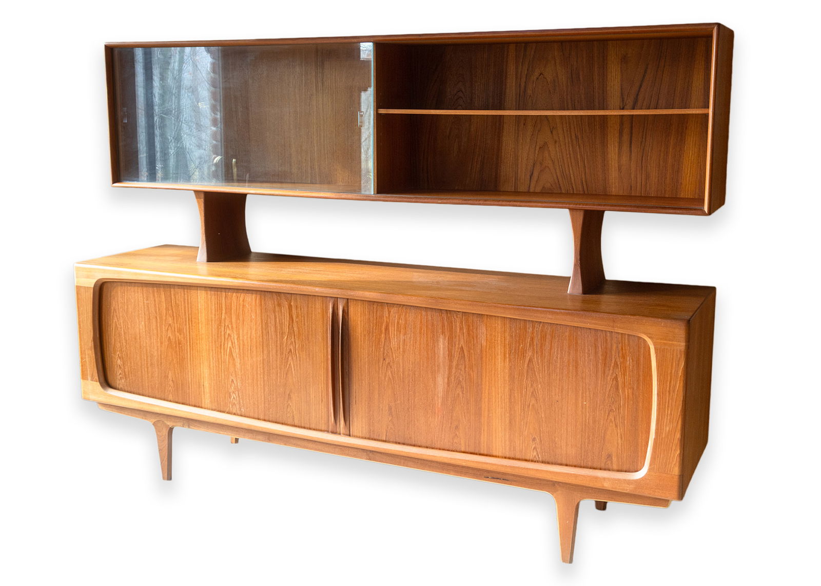 Bernhard Pedersen & Son Danish Teak Tambour Door Credenza w Glass-Front Hutch Modern Design (1 of 8)
