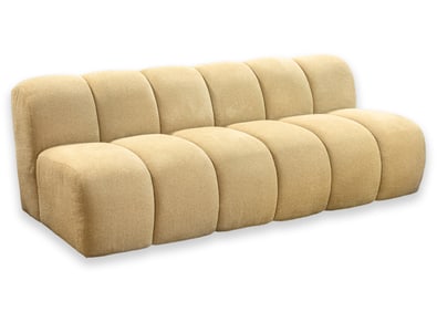 Custom-Made Contemporary Modern Beige Boucle Fabric Tufted Accent Sofa
