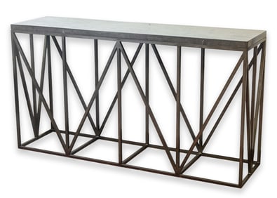 Contemporary Modern Stone Top and Metal Frame Console Table