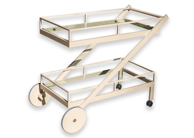 Pavilion Aventura Patio Service Bar Cart Metal and Glass Postmodern Outdoor Furniture