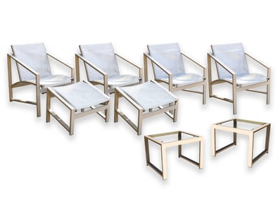 Pavilion Aventura Set of 4 Patio Armchairs Pair of Ottomans, & Side Tables Outdoor Furniture