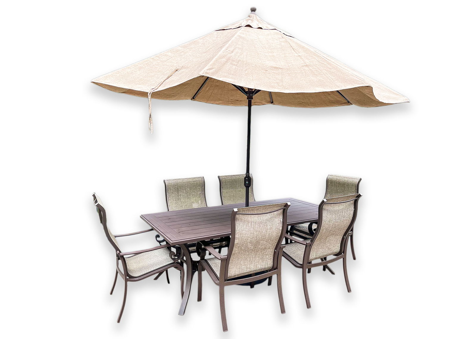 SunVilla 8 Piece Patio Dining Set with Dining Chairs Dining Table & Parasol Outdoor Furniture (1 of 14)