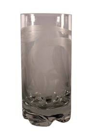 Art Nouveau Glass Vessel with Female Nude Etched Design Signed Madden