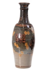 Floyd Kemp Tall Ceramic Floor Vase With Floral Motifs Asian Art Design