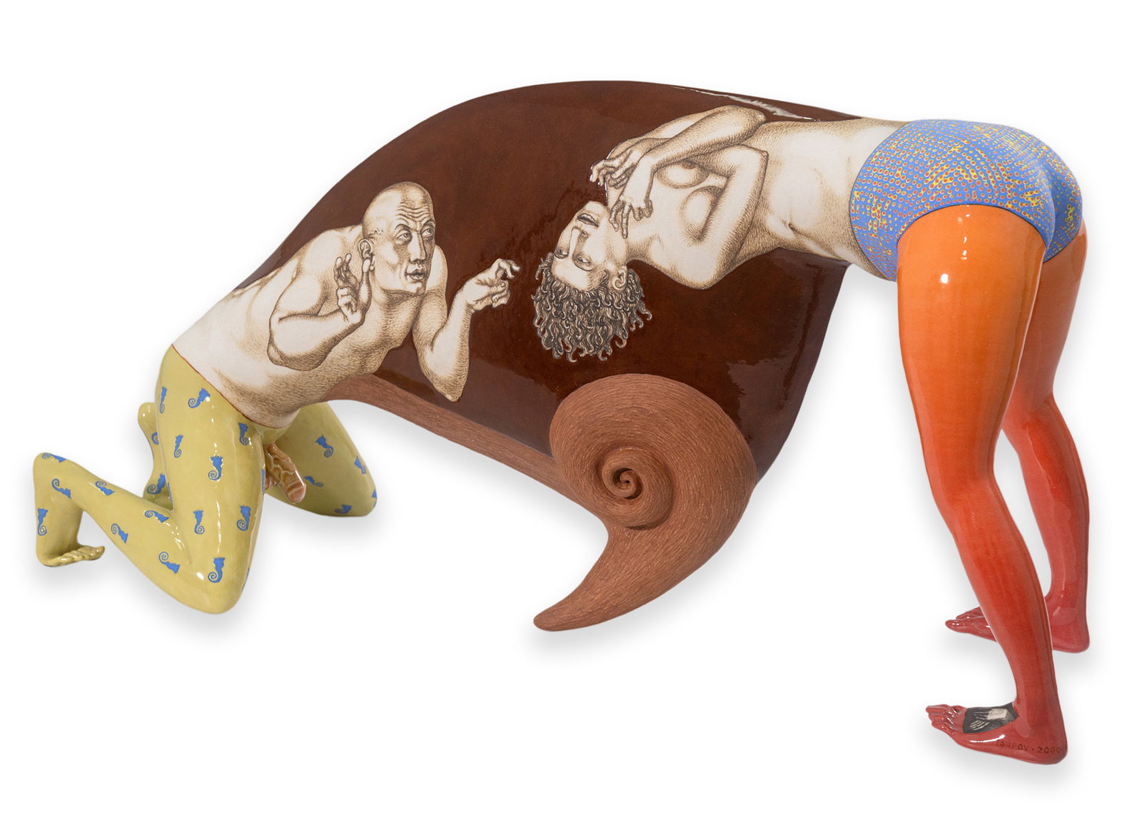 Sergei Isupov Untitled (Couple) 2000 Signed Glazed and Hand-Painted Porcelain Sculpture (1 of 9)