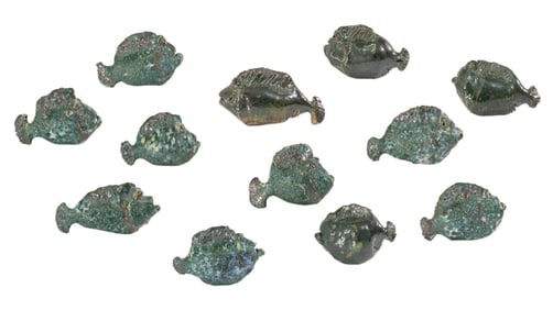 Mark Chatterly Untitled (12 Fish) Signed Ceramic Wall Installation Sculpture