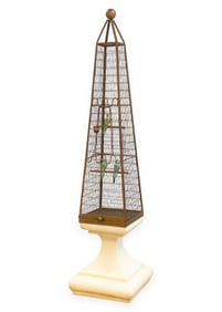 Frederic Weinberg Modernist Life Sized Bird Cage Sculpture with Ceramic Birds