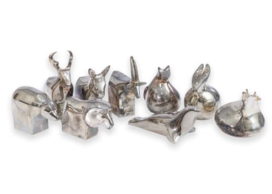 Gunnar Cyren for Dansk Zoo Series II Silver Plated Animals Set of 9 Vintage c. 1970s