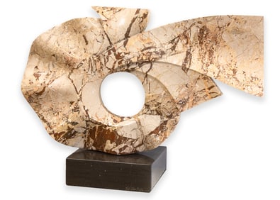 Fritz Olsen Signed 1988 Marble Hand Carved Biomorphic Contemporary Sculpture