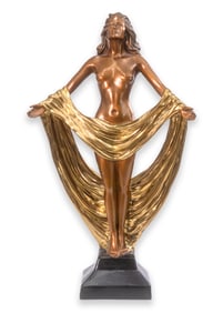 Alice Riordan Signed Art Deco Figurative Female Nude Bronze Sculpture 50/250