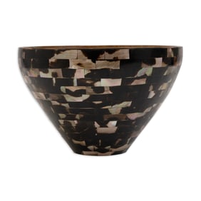 R&Y Augousti of Paris Bowl with Mother of Pearl Inlay c. 2000s Art Deco Style Design