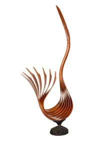Eric Tardif Heron (42.75") Contemporary Bentwood Abstract Sculpture on Stone Base