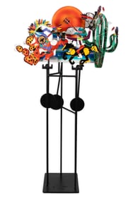 Fredrick Prescott Cowboys And Indians 1987 Signed Kinetic Steel Sculpture