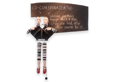 Joan Rasmussen Co-Conspirators 2012 Signed Mixed-Media Wall Ceramic Sculpture