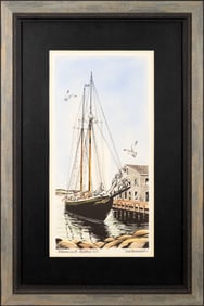 Don Bernard Bluenose II Halifax N.S. Lithograph on Paper Vintage Maritime Art Framed