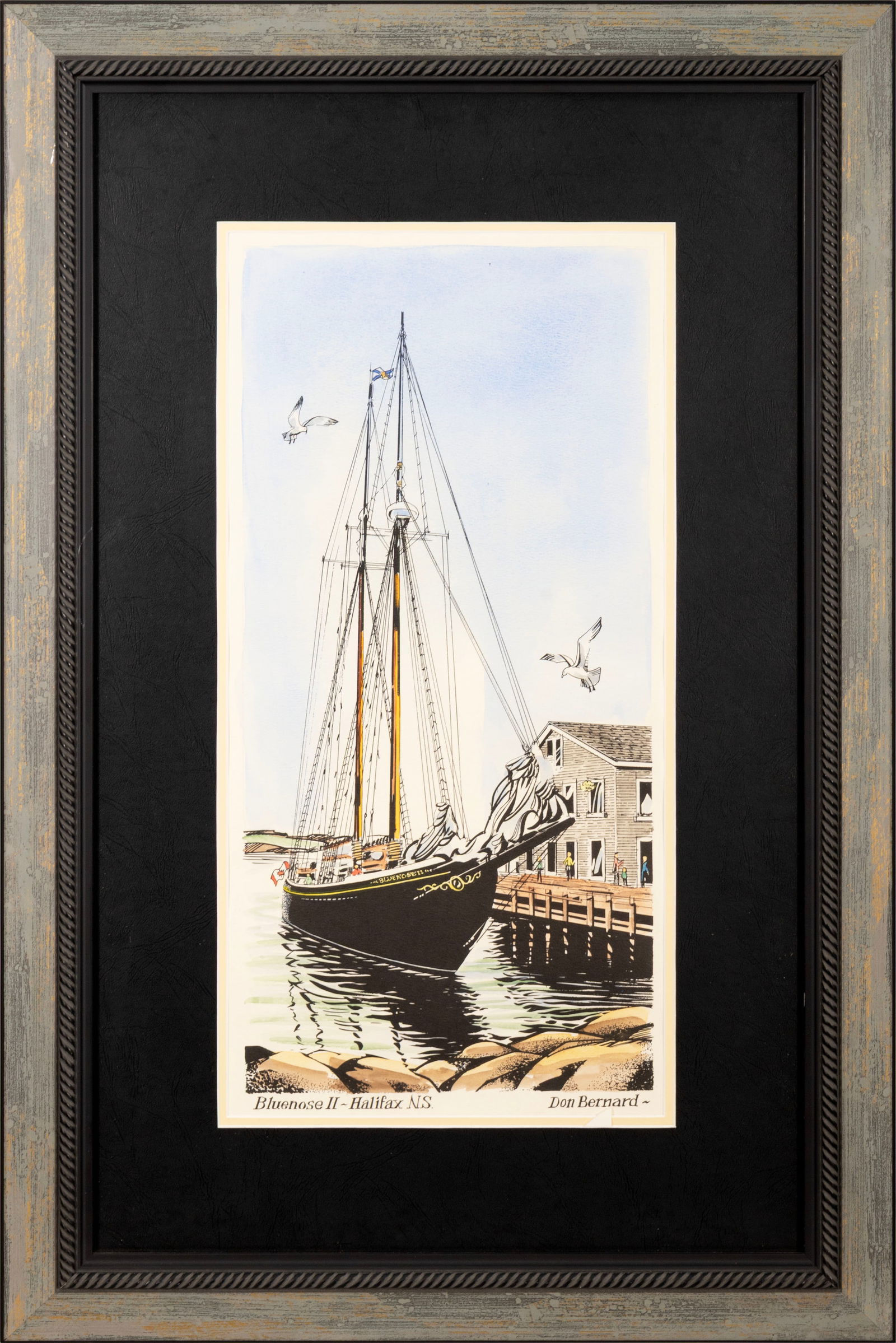 Don Bernard Bluenose II Halifax N.S. Lithograph on Paper Vintage Maritime Art Framed (1 of 5)