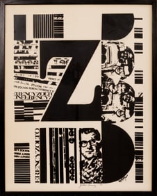 Zolton Ferency Signed 1970 Lithograph Modern Graphic Political Activist Print