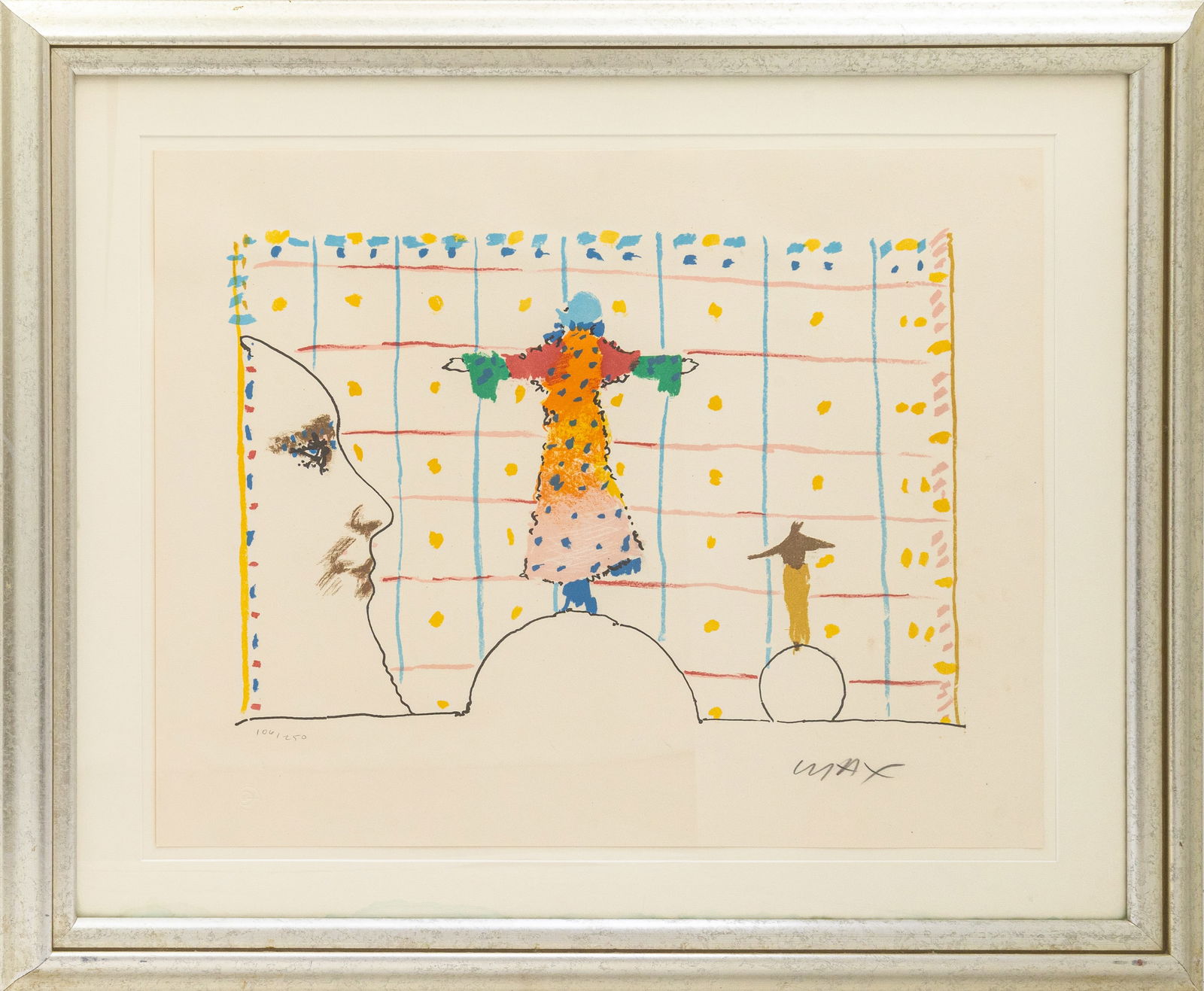 Peter Max Quadrillage 1973 Signed Serigraph in Colors 106/250 Modern Pop Art Framed: A modern serigraph on paper titled "Quadrillage" by iconic Pop artist Peter Max. Hand signed in pencil on the lower right with an annotation of 106/250 on the lower right. Published in 1973. Set again