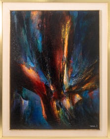 Leonardo Nierman Witchery 1967 Signed Modern Oil on Board with Artist Book