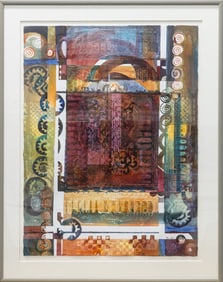 Fran Levin Untitled (Abstract Window) c. 1980s Signed Modernist Watercolor