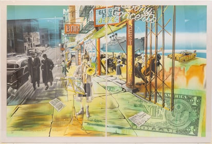 Daniel Authouart Stravinsky in New York (Diptych) 1987 Signed Lithograph 26/175 Framed