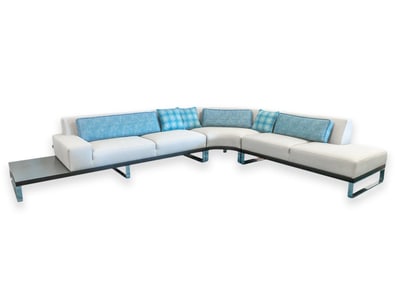 Dean Maltz for Della Robbia Sodeo Contemporary Modern 3 Piece Chrome & Wood Grey Sectional Sofa