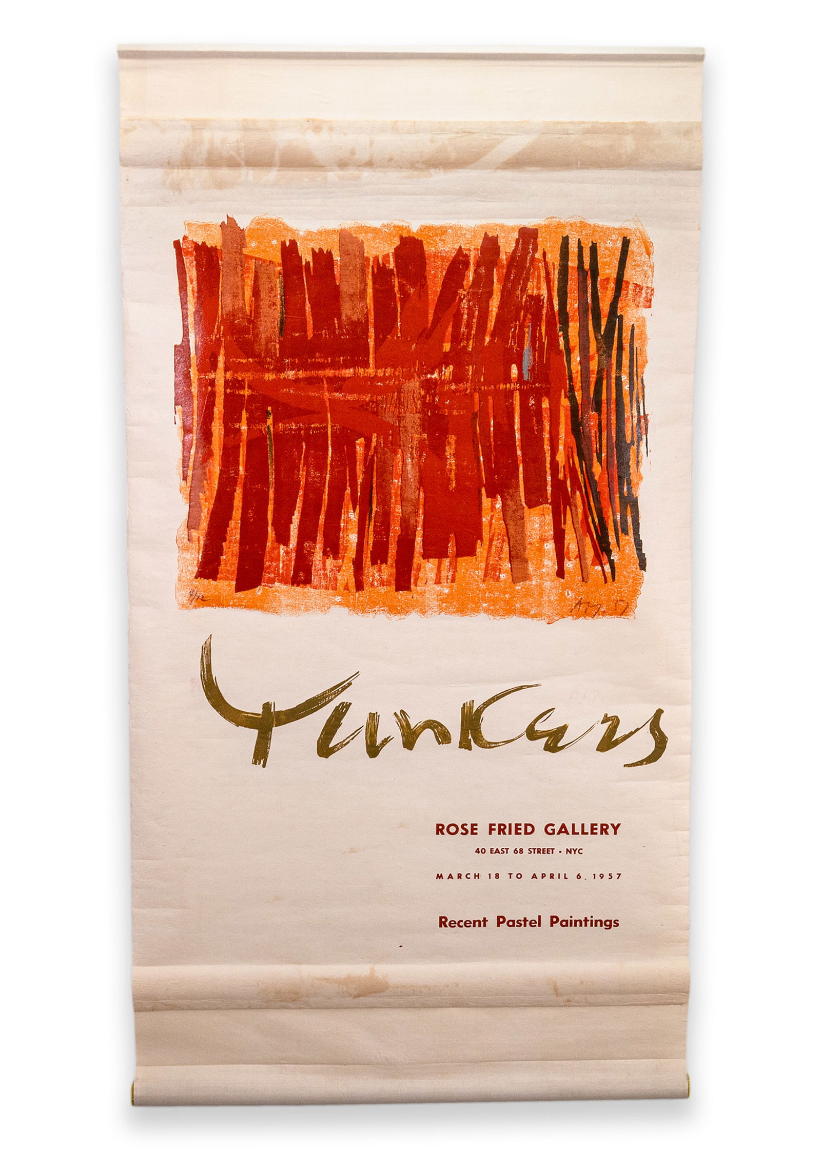 Adja Yunkers Rose Fried Gallery Modern 1957 Lithograph Hanging Exhibition Poster Unframed (1 of 8)