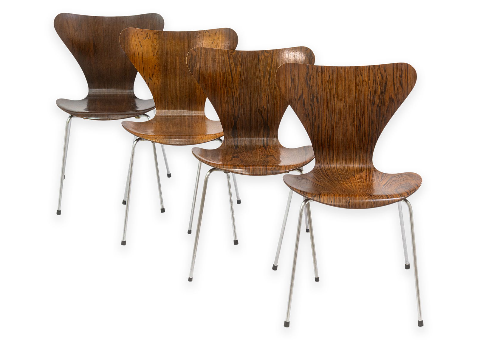 Arne Jacobson for Fritz Hansen Series 7 Model 3107 Side Chairs (4) 1955 Rosewood Denmark (1 of 13)