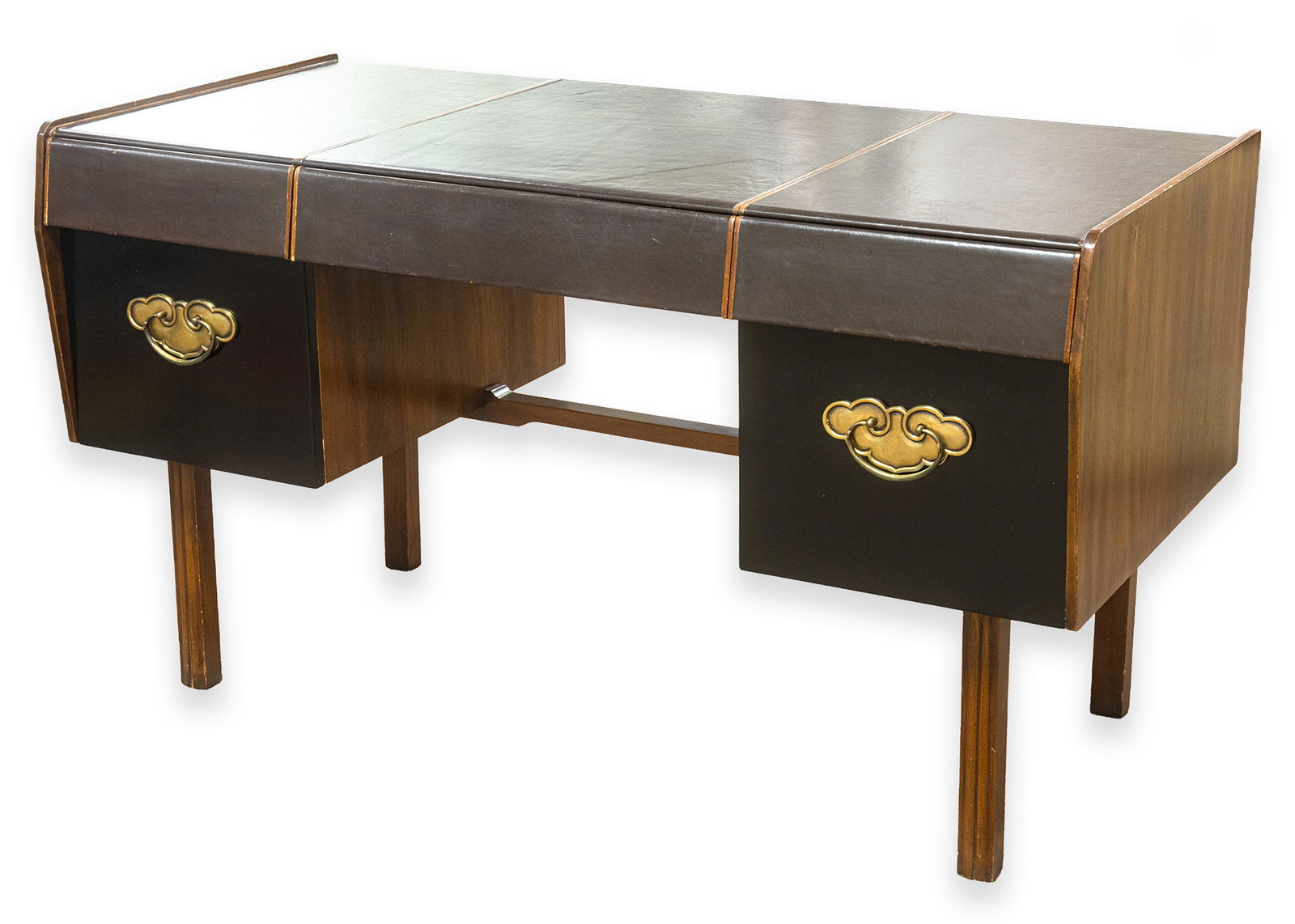Bert England for Widdicomb Mid-Century Modern Leather & Walnut Wood Office Desk (1 of 9)