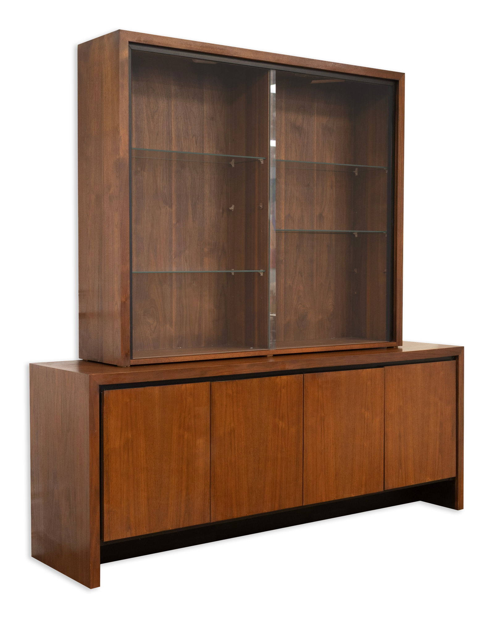 Merton Gershun For Dillingham Walnut 2 Piece China Cabinet With Interior Lights (1 of 8)