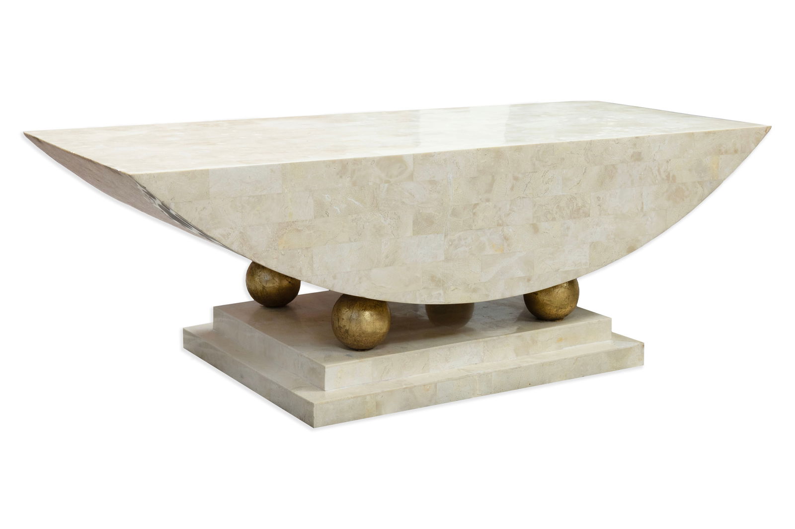 Polished Tesselated Stone Post Modern Coffee Table With Sculptural Base (1 of 6)