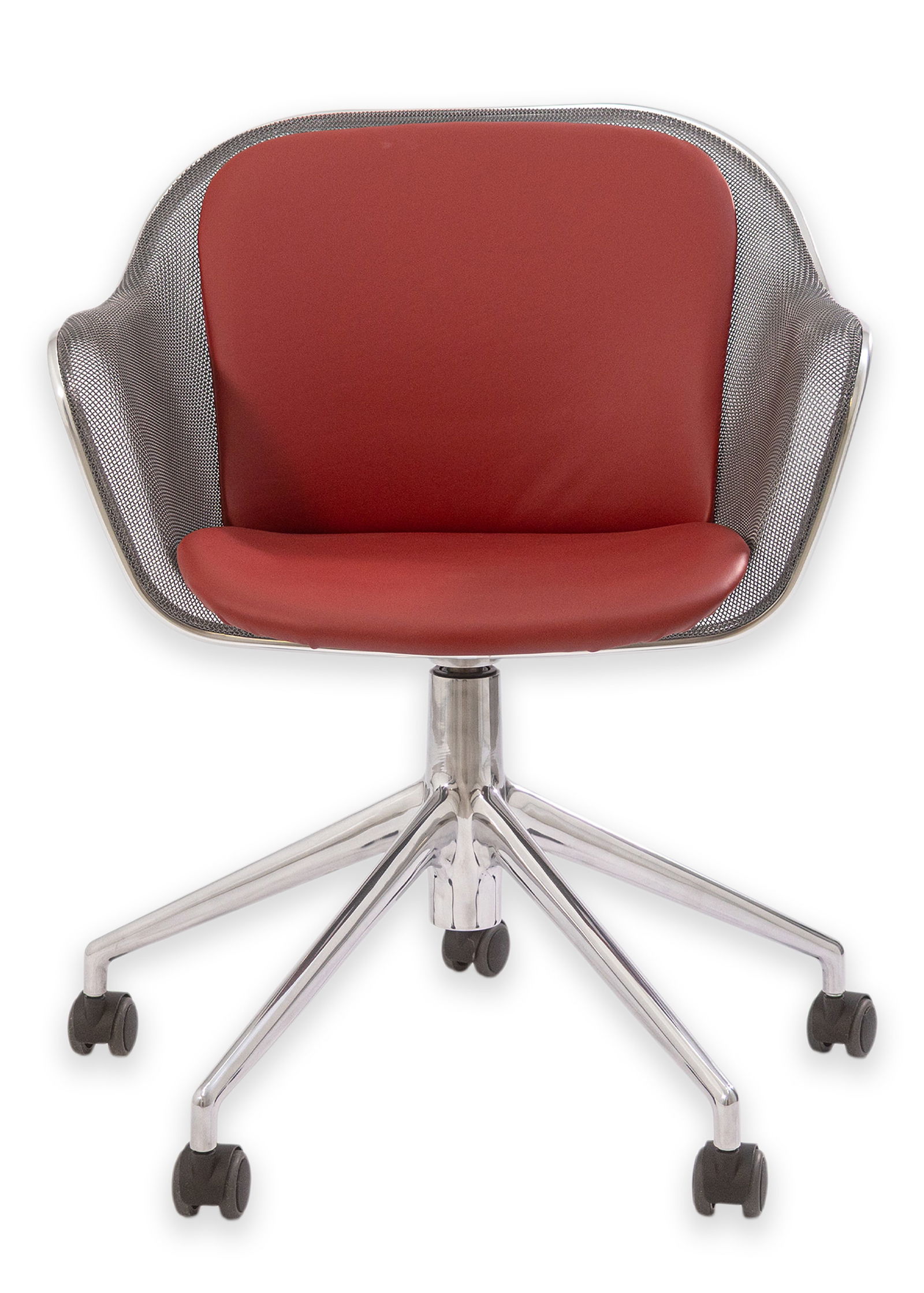Antonio Citterio for B&B Italia Iuta 2000 Office Chair Red Leather and Aluminum Made in Italy (1 of 14)