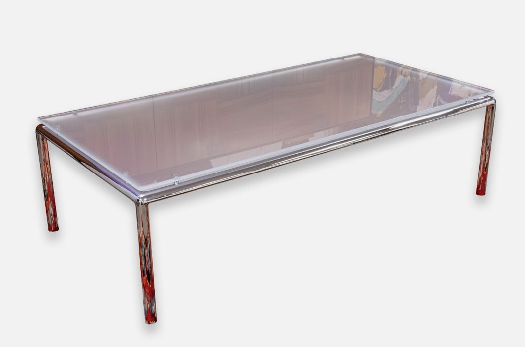 de Sede DS-9075/62 Bauhaus Rectangular Chrome Base Satin Glass Top Coffee Table (1 of 8)