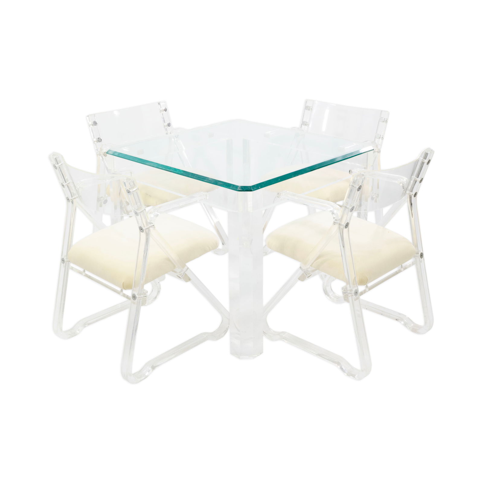 Postmodern Lucite and Chrome Table with Set of 4 Chairs by Vivid of Los Angeles c. 1980s (1 of 7)