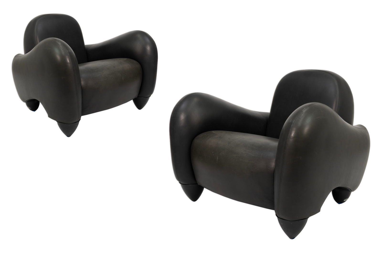 Michael Wolk Tucker Chair 1990 Pair of Black Leather Armchairs Feat in Batman Returns / Star Trek (1 of 12)