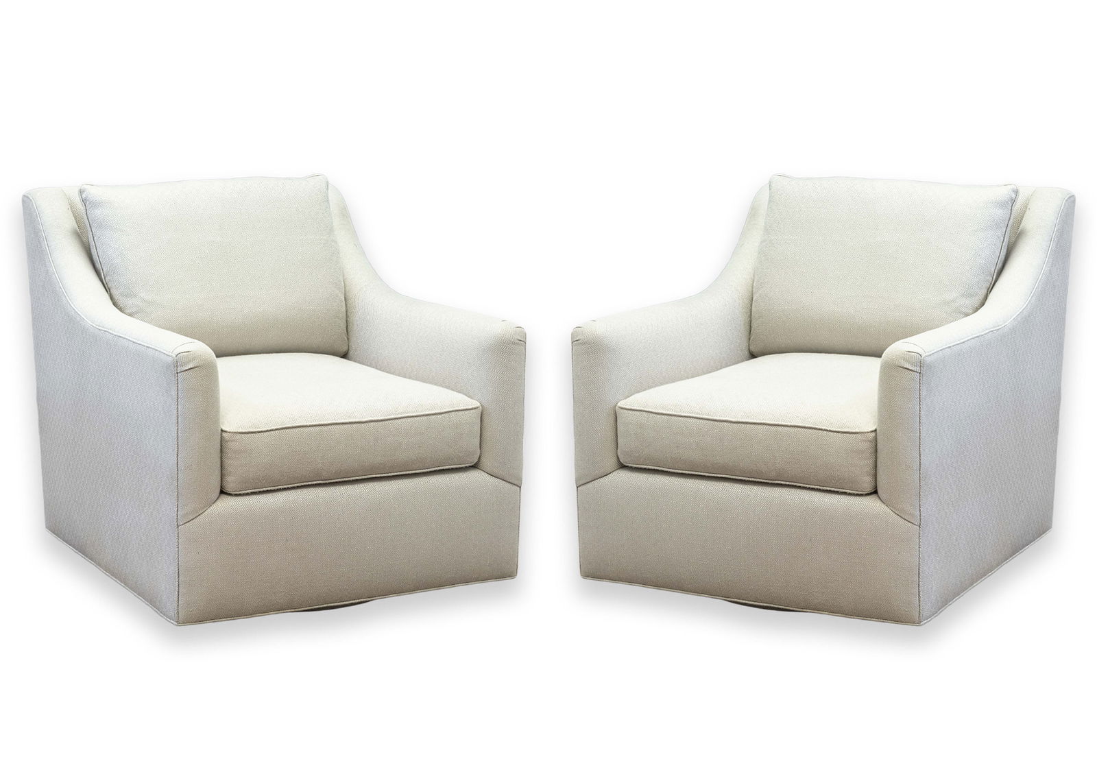 Richard Ross Designs Pair of Swivel Lounge Chairs with Off White Grey Diamond Checker (1 of 13)