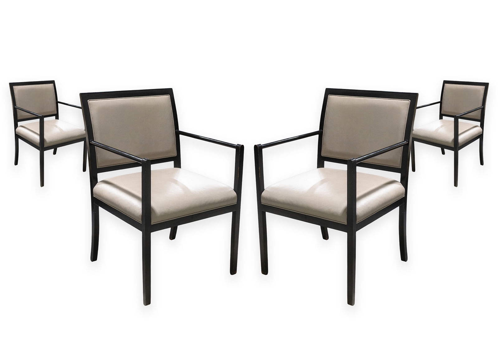 Ward Bennett for Brickel Associates Set of 4x Black Lacquer 1980s Armchairs (1 of 11)