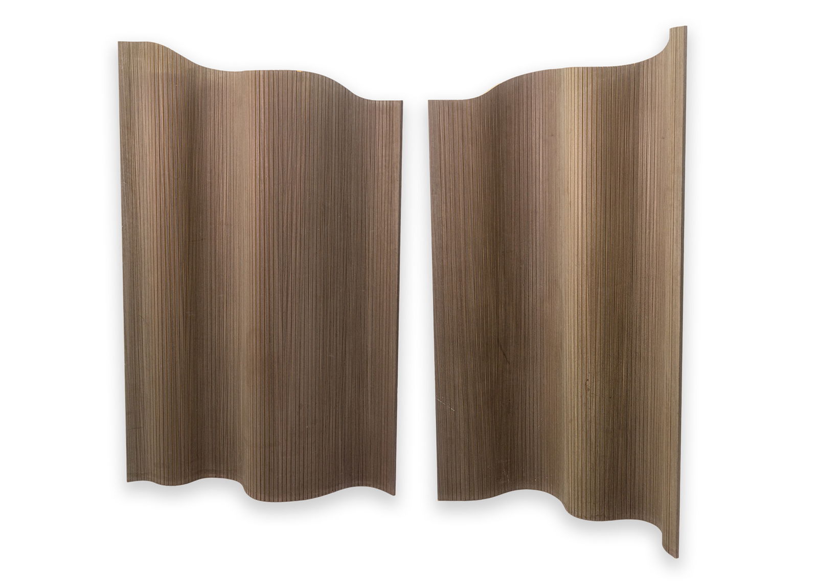 Alvar Aalto Style Pair of Wood Screen Dividers Grey-Brown Contemporary Organic Modernism (1 of 7)