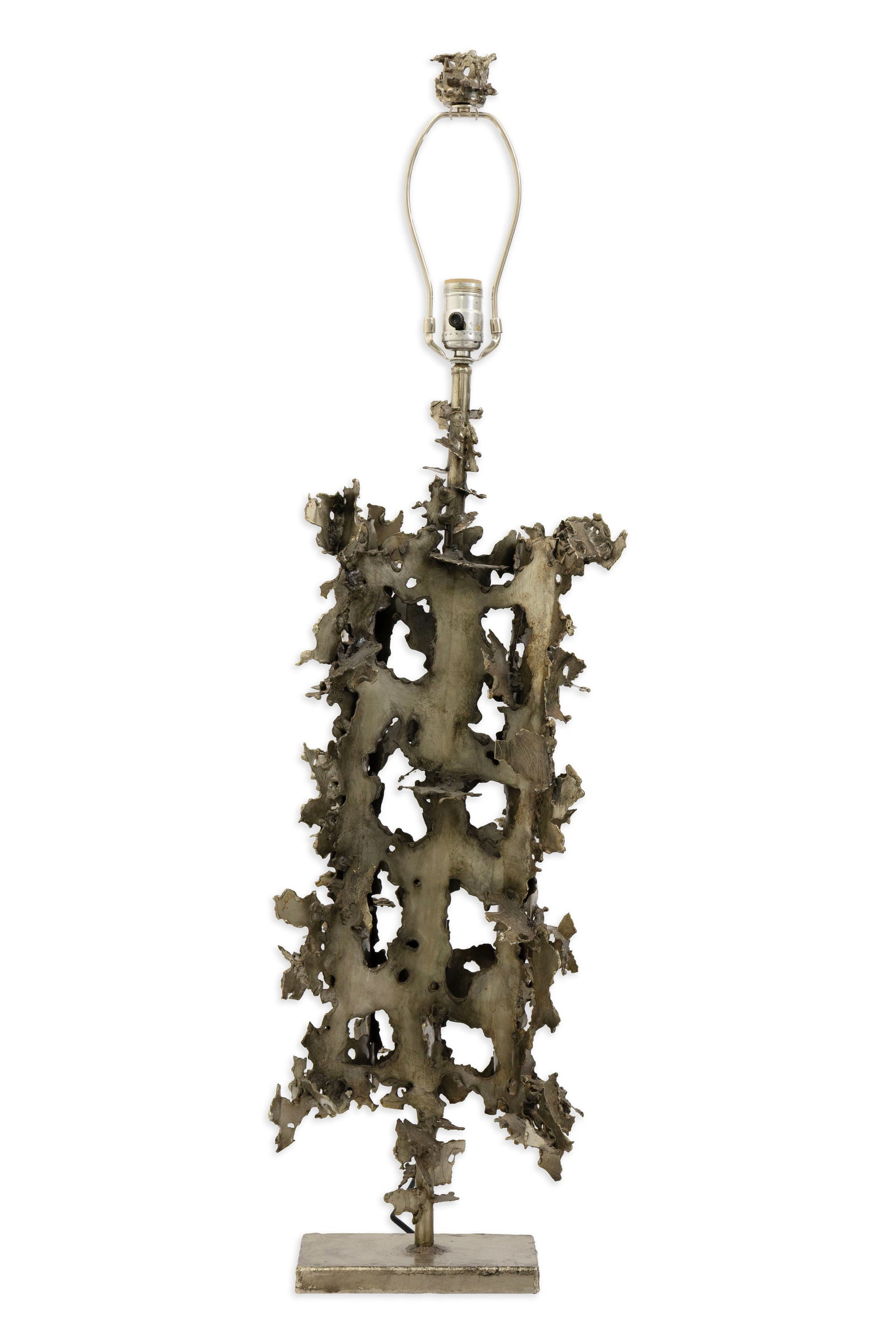 Marcello Fantoni sculptural Brutalist Torch Cut Brass Table Lamp (1 of 7)