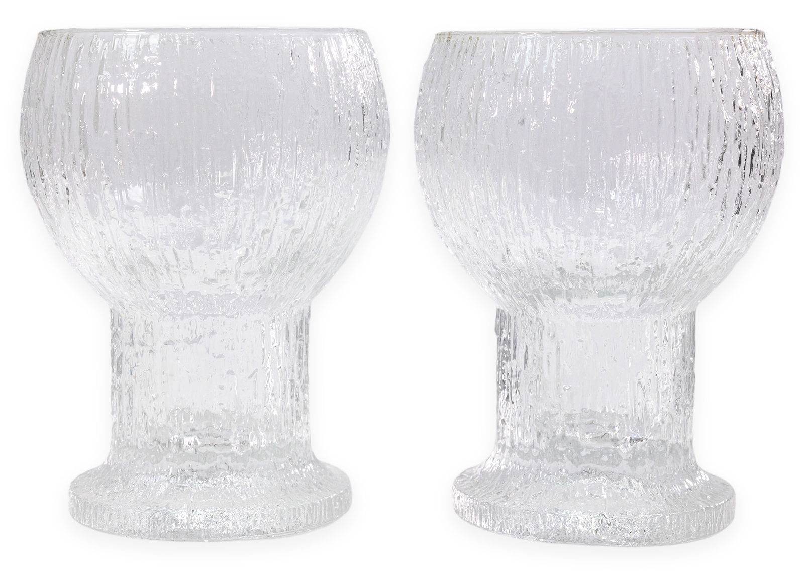 Tapio Wirkkala for Iittala Ultima Thule (2) Glasses / Goblets Art Glass Finland, c. 1970s (1 of 5)