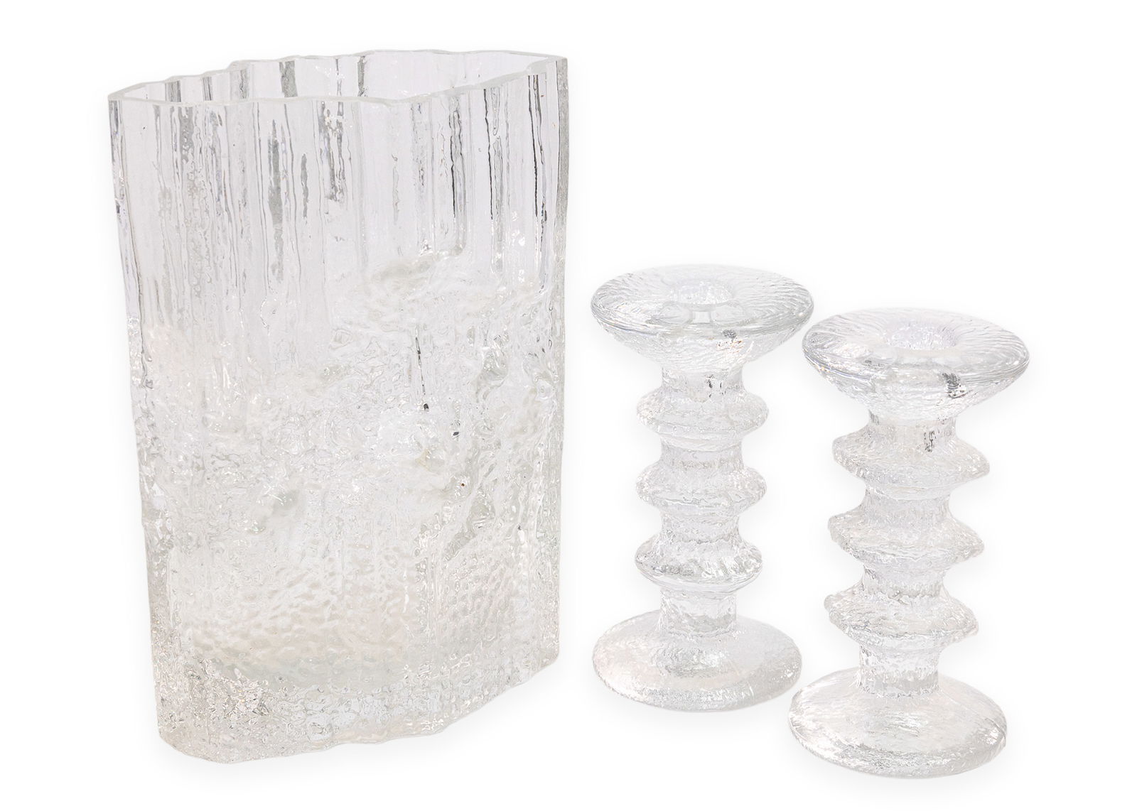 Tapio Wirkkala for Iittala Ultima Thule Candle Holders & Vase Art Glass Finland, c. 1970s (1 of 5)