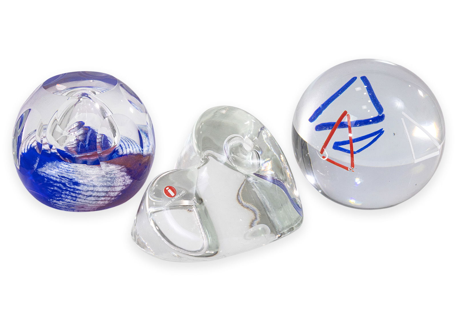 Iittala, Svoboda Karlov + Caithness Britannia Art Glass Set of 3 Paperweights Postmodern (1 of 5)