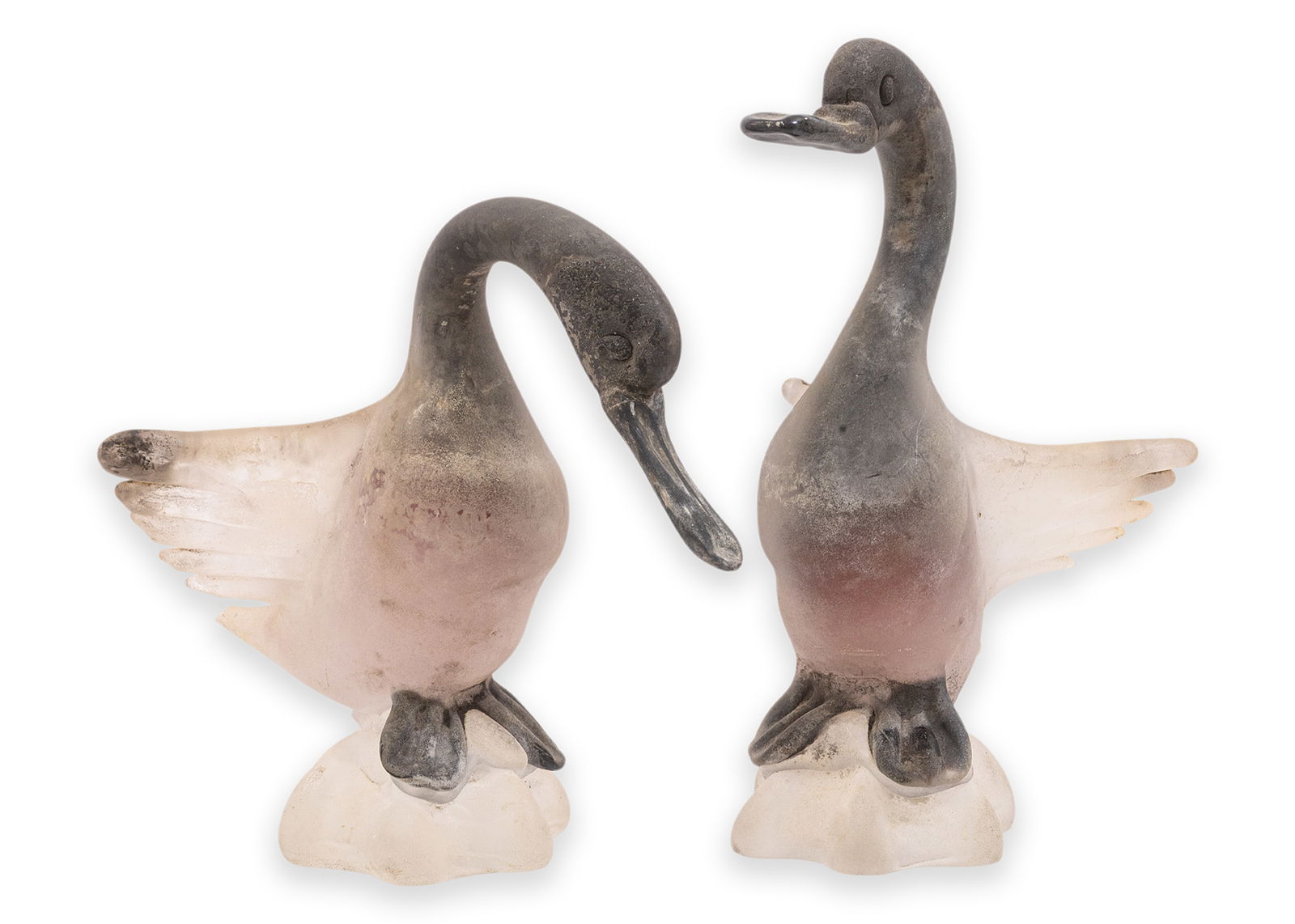 Gino Cenedese Pair of Vintage Italian Vetri Murano Frosted Glass Birds (1 of 6)