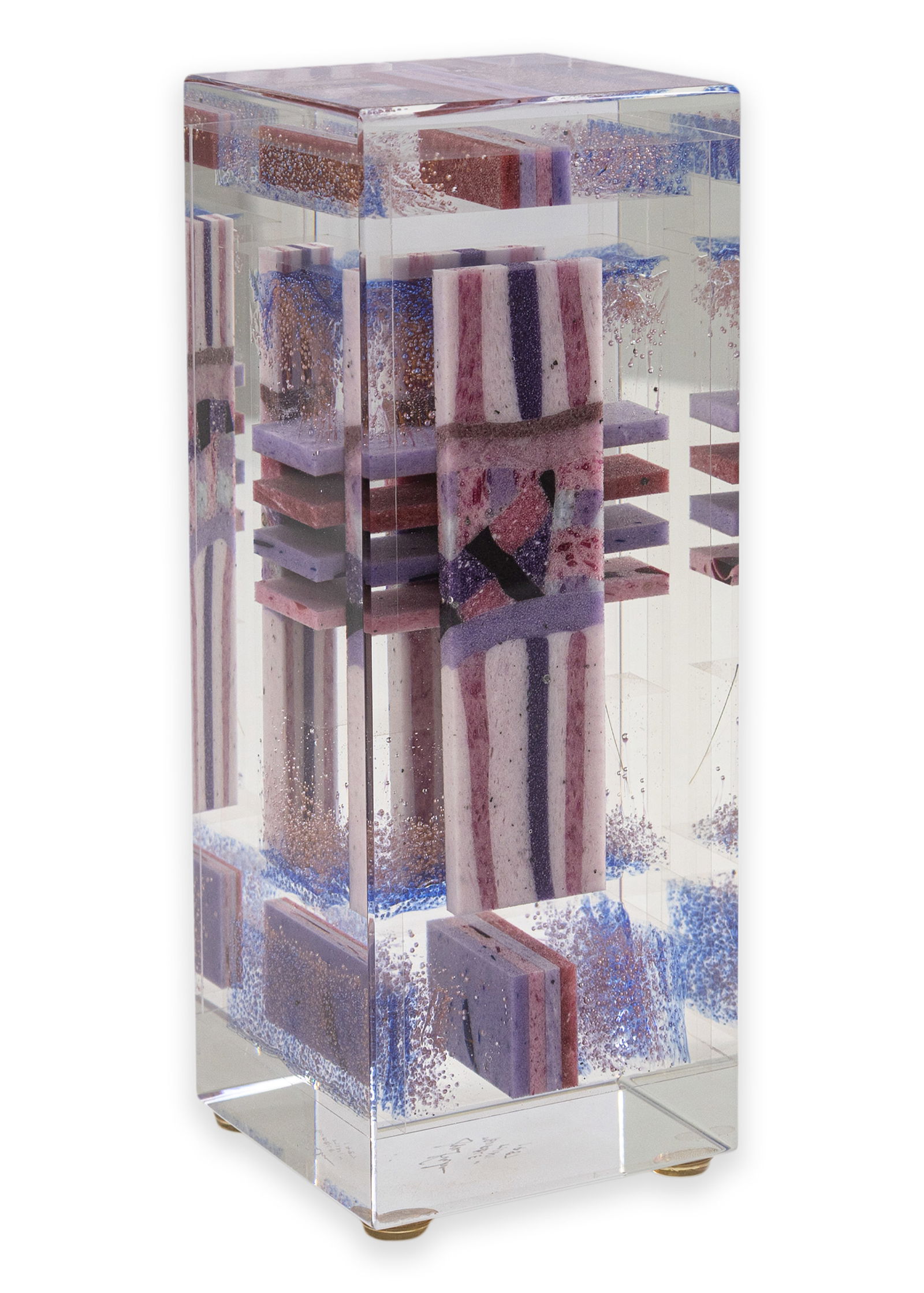 Jon Kuhn Bubble Mini 1987 Signed Fused Art Glass Sculpture on Lighted Base (1 of 8)