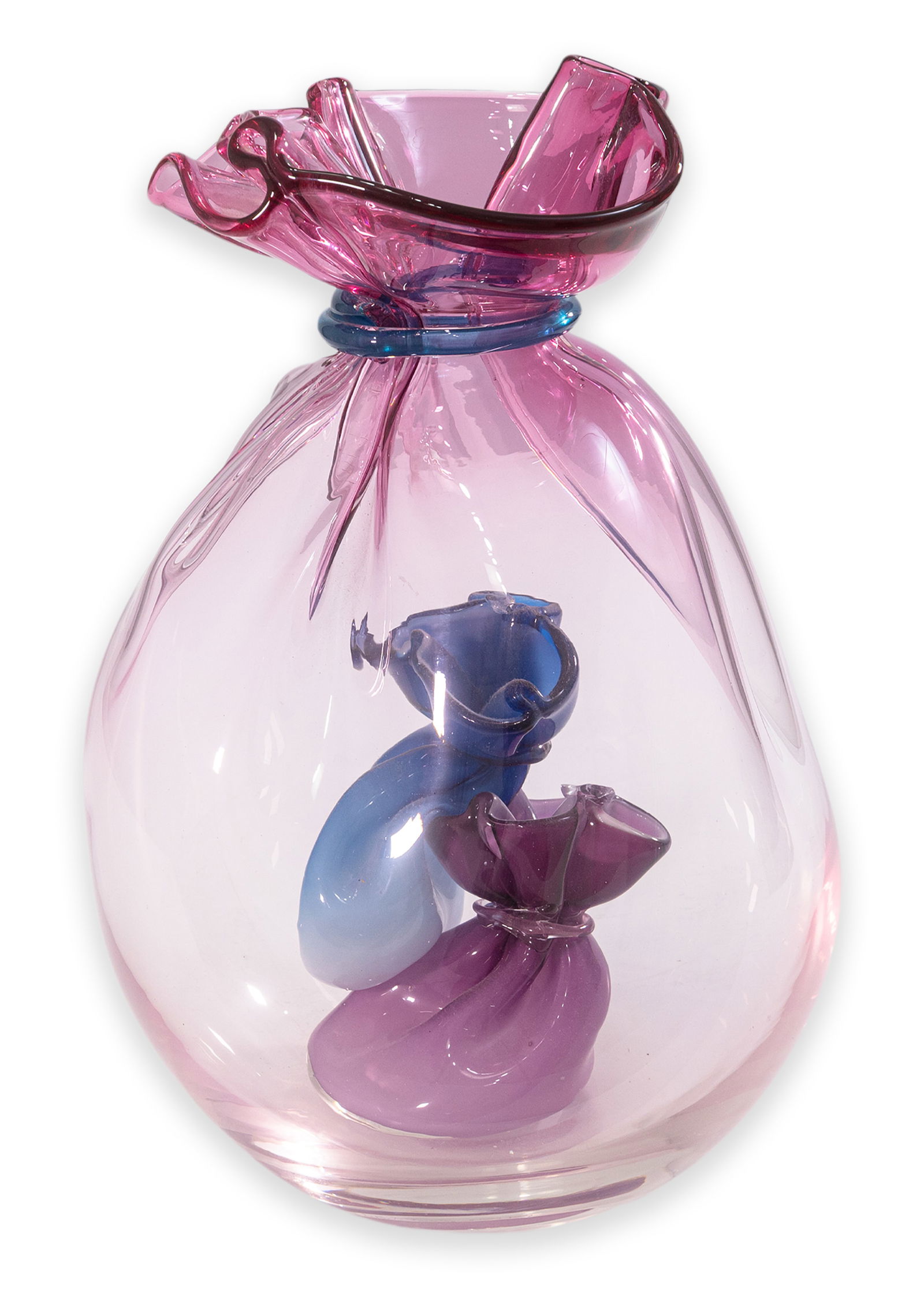 John Littleton / Kate Vogel Bagged Bags (Pink) 1987 the Acro Bags Series Signed Hand-Blown Glass (1 of 7)