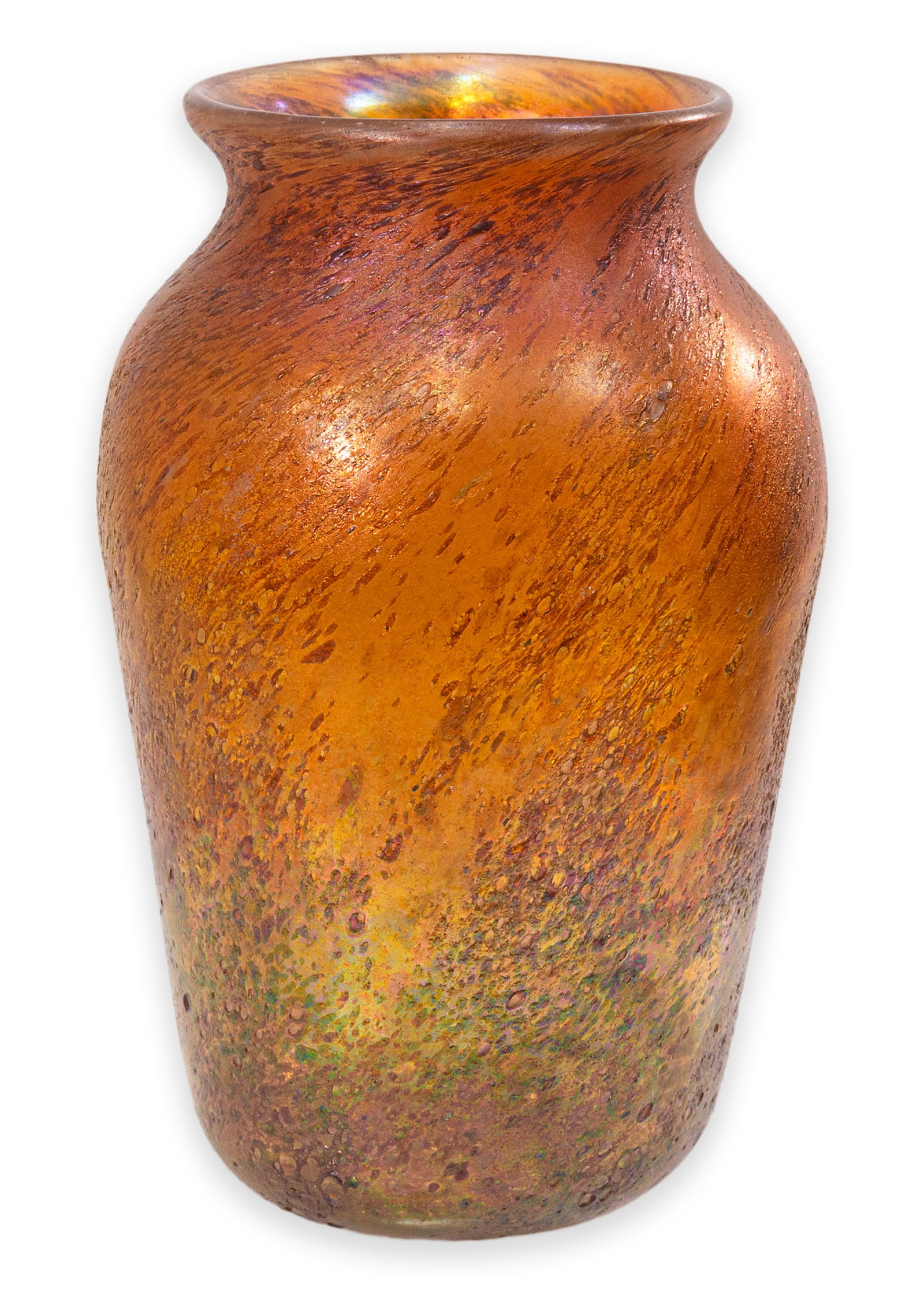 Tiffany Studios Early Cypriote Lava Vase (Orange) Hand-Blown Favrille Glass Art Nouveau (1 of 6)